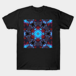 Psychedelic Kaleidoscope Blue and Red T-Shirt